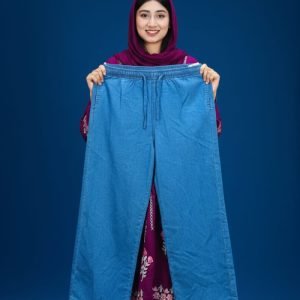 মিড ব্লু ডেনিম প্লাজো প্যান্ট