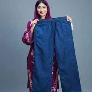 ডার্ক ব্লু ডেনিম প্লাজো প্যান্ট